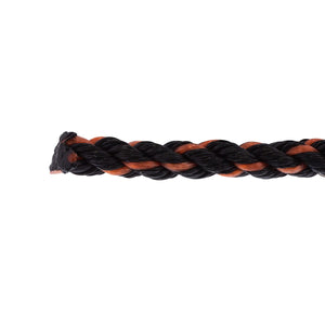 3/8" x 50' 3-Strand Twisted Black & Orange Polypropylene Rope