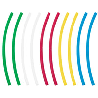 Assorted 1/8", 3/16", 1/4", 3/8" Blue, Clear, Green, Red, & Yellow Heat Shrink Tubing, 4" Long (10-Pack)