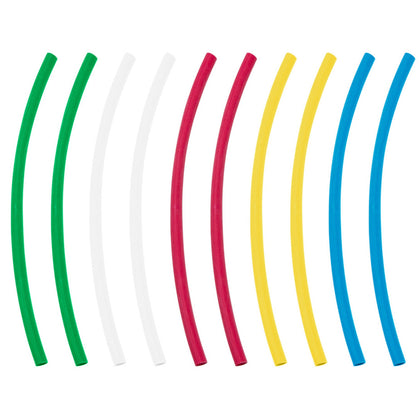 Assorted 1/8", 3/16", 1/4", 3/8" Blue, Clear, Green, Red, & Yellow Heat Shrink Tubing, 4" Long (10-Pack)