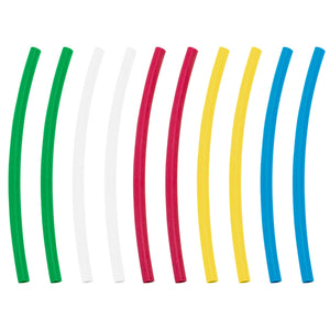 Assorted 1/8", 3/16", 1/4", 3/8" Blue, Clear, Green, Red, & Yellow Heat Shrink Tubing, 4" Long (10-Pack)