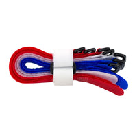 8" x 3/4" Red, White, Blue Hook & Loop Velcro Strip-Tie Fasteners with Buckle (8-Pack)