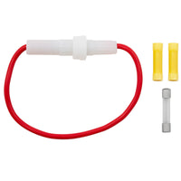 In-Line Glass Fuse holder 12 AWG 6.5" Wire w (1)20 Amp AGC Fuse & (2)Vinyl Terminals, 1 Set