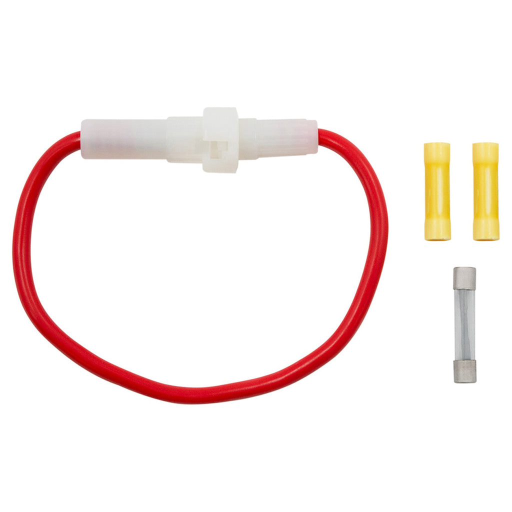 In-Line Glass Fuse holder 10 AWG 6.5" Wire w (1)30 Amp AGC Fuse & (2)Vinyl Terminals, 1 Set