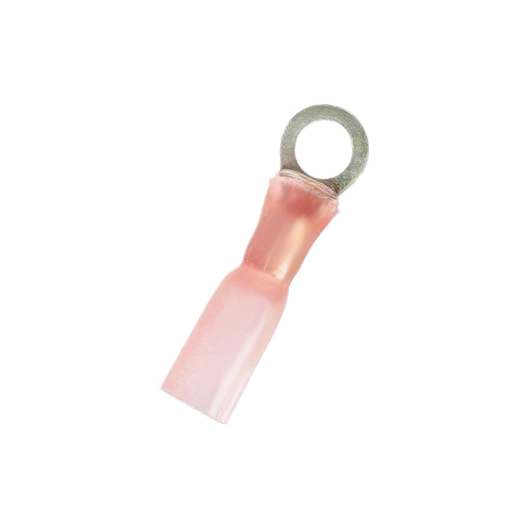 United Pacific - 22-18 AWG 1/4" Stud CS Heat Shrink Ring Terminal - Red (5-Pack)