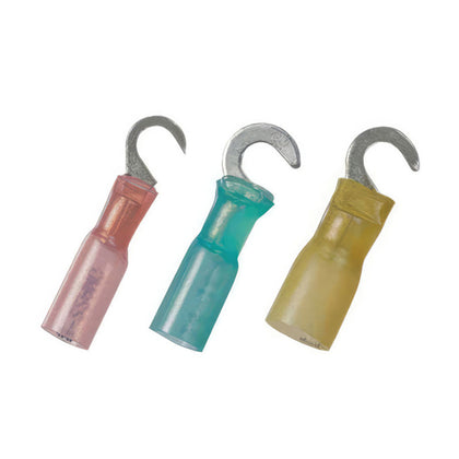 United Pacific - 22-18 AWG #10 Stud CS Heat Shrink Hook Terminal - Red (5-Pack)