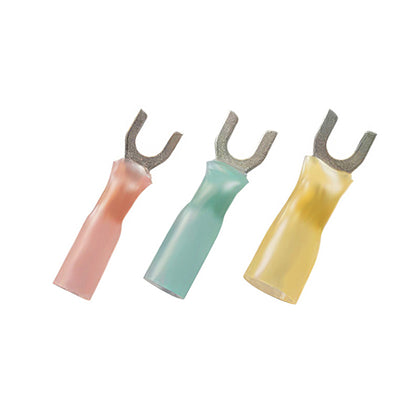 United Pacific - 22-18 AWG #8 Stud CS Heat Shrink Spade Terminal - Red (10-Pack)