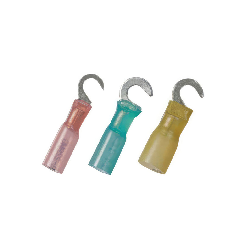 12-10 AWG #10 Stud CS Heat Shrink Hook Terminal - Yellow (4-Pack)
