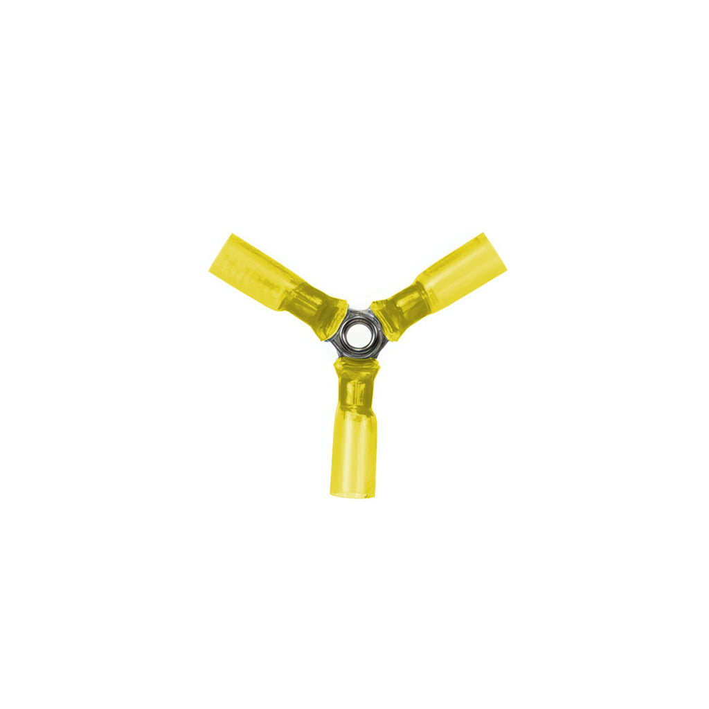 United Pacific - 12-10 AWG 3-Way (Y) CS Heat Shrink Connector - Yellow (5-Pack)