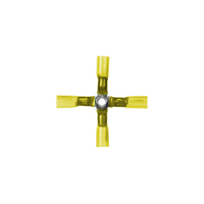 United Pacific - 12-10 AWG 4-Way (X) CS Heat Shrink Connector - Yellow (5-Pack)