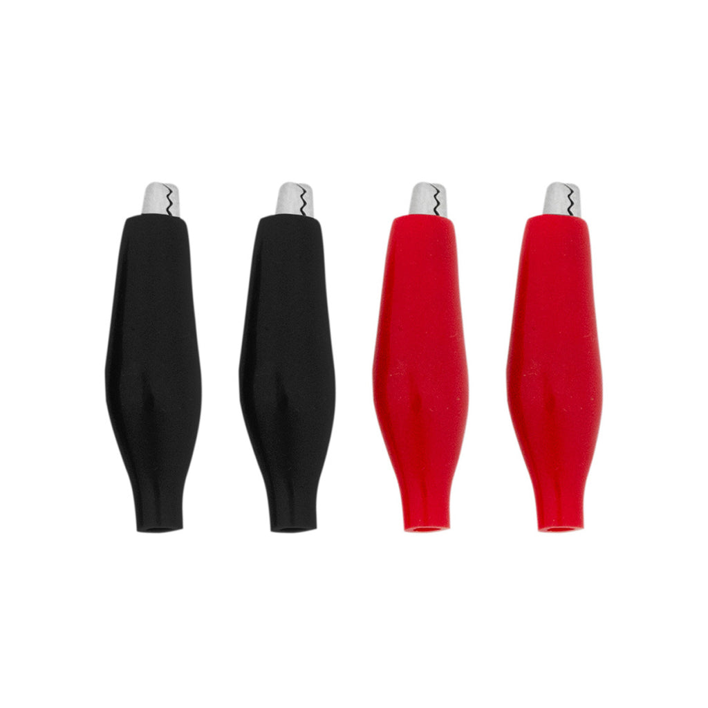 United Pacific - 1" 10 Amp Alligator Test Clips w/ Vinyl Boots, 2Red/2Black 2 Sets
