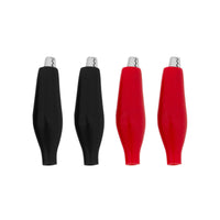 United Pacific - 1" 10 Amp Alligator Test Clips w/ Vinyl Boots, 2Red/2Black 2 Sets