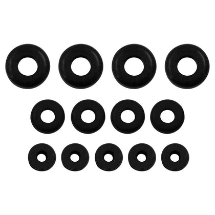 United Pacific - 1/4",5/16",3/8" Mounting Holes Black Vinyl Grommets (13-Pack)