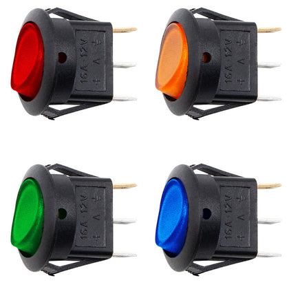 United Pacific - Illuminated Round Rocker 10 Amp 12V On/Off 1/2" Dia. 1 Pc. (Various Colors)