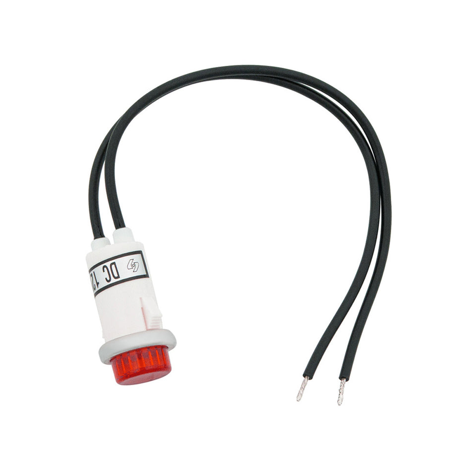 16 Amp 12V Warning Light w/ 1/2" Panel Mount and Leads 1 Pc (Red or Amber LEDs)
