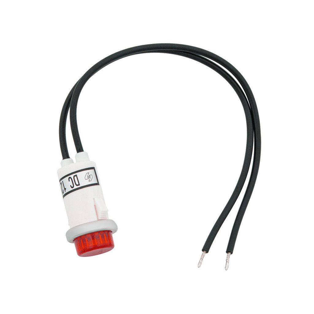 16 Amp 12V Warning Light w/ 1/2" Panel Mount and Leads 1 Pc (Red or Amber LEDs)