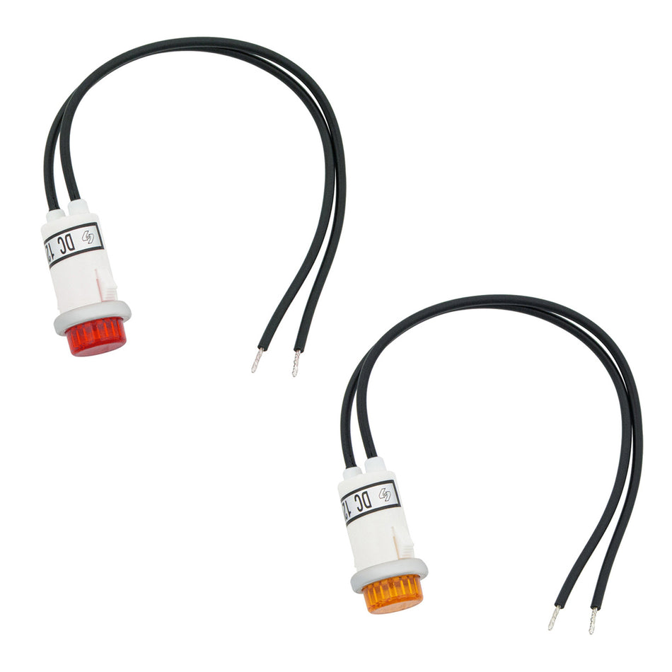 16 Amp 12V Warning Light w/ 1/2" Panel Mount and Leads 1 Pc (Red or Amber LEDs)