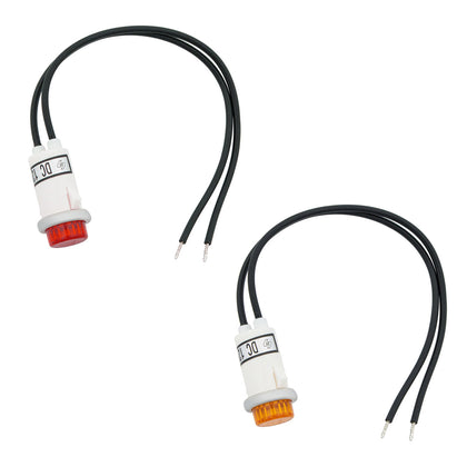 16 Amp 12V Warning Light w/ 1/2" Panel Mount and Leads 1 Pc (Red or Amber LEDs)