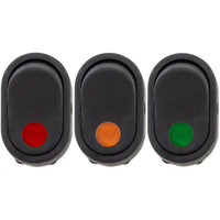 United Pacific - Amber or Green Illuminated Oval Rocker 16 Amp 12V On/Off 1/2" Dia. 1 Pc.