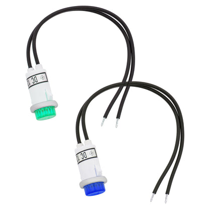 16 Amp 12V Green or Blue Warning Light w/ 1/2" Panel Mount and Leads, 1 Pc.