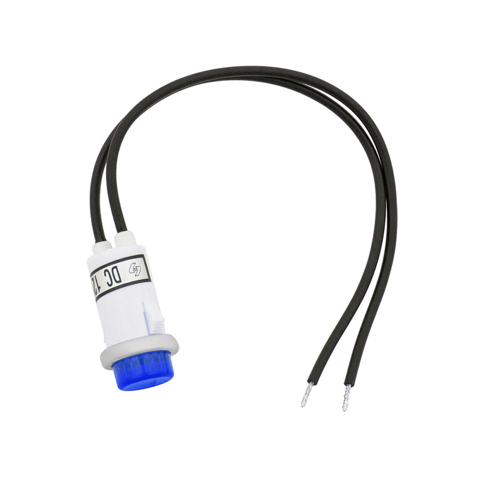 16 Amp 12V Green or Blue Warning Light w/ 1/2" Panel Mount and Leads, 1 Pc.