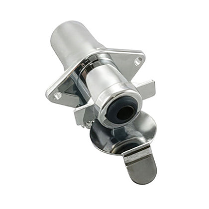 United Pacific - 4-Pole Round M/FM Chrome Metal Trailer Plug Connector, 1 Set