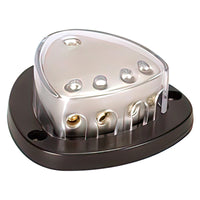 Gold Distribution Block with (1) 4 AWG input and (4) 8 AWG outputs, Triangular Shape 1 Pc.