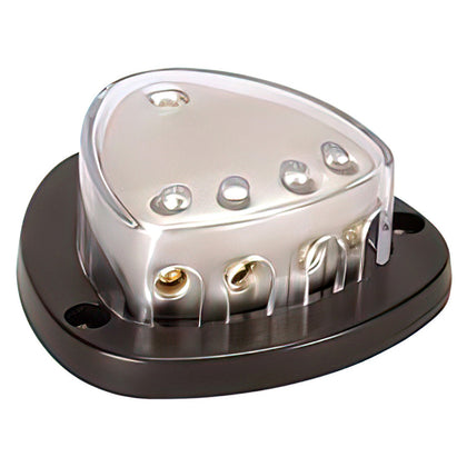 Gold Distribution Block with (1) 4 AWG input and (4) 8 AWG outputs, Triangular Shape 1 Pc.