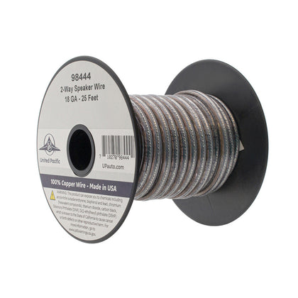 United Pacific - Speaker Wire Bonded - 18 AWG 2-Way, PVC Insulated Copper Wire 25 Ft.