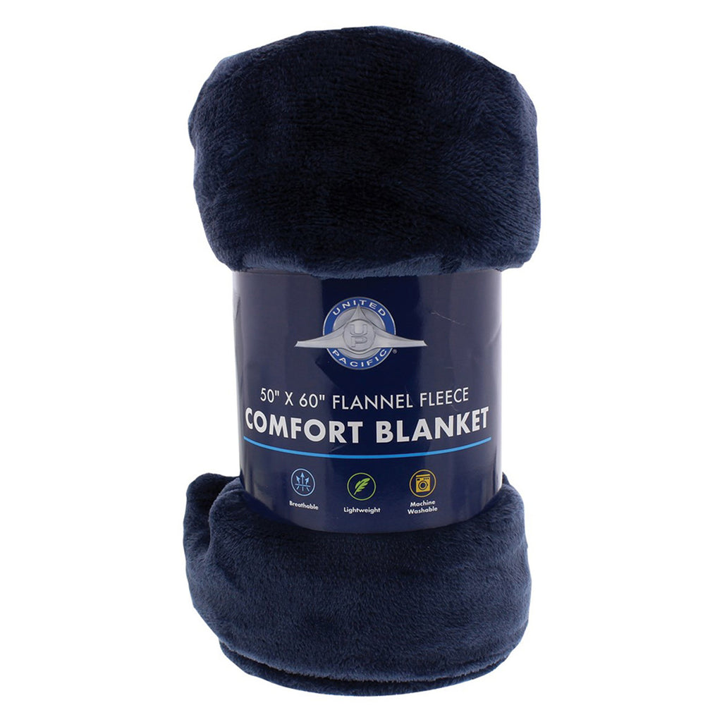 United Pacific - 50" X 60" Flannel Fleece Comfort Blanket (Navy Blue)