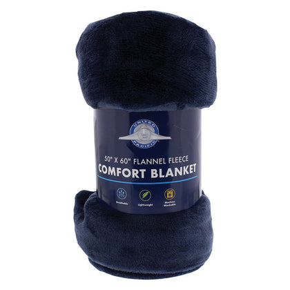United Pacific - 50" X 60" Flannel Fleece Comfort Blanket (Navy Blue)