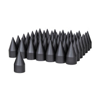 United Pacific - 33mm X 4-1/8" Matte Black Spike Nut Covers - Thread-On (60-Pack)