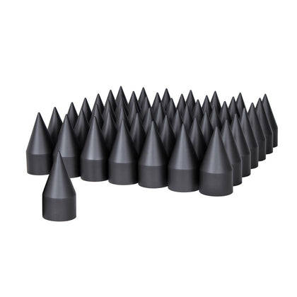 United Pacific - 33mm X 4-1/8" Matte Black Spike Nut Covers - Thread-On (60-Pack)