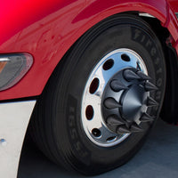 United Pacific - 33mm X 4-1/8" Matte Black Spike Nut Covers - Thread-On (60-Pack)