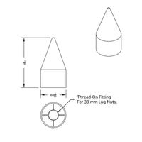 United Pacific - 33mm X 4-1/8" Matte Black Spike Nut Covers - Thread-On (60-Pack)