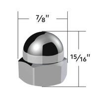 United Pacific - 3/4" X 15/16" Chrome Die-Cast Acorn Nut Cover (50 pcs/Box)