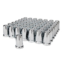 33mm X 3-1/4" Chrome Plastic Tall Nut Covers With Flange - Push-On (Individual, 20 Pack or 60 Pack)