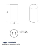 United Pacific - 33mm x 4-1/4" Matte Black Tall Cylinder Nut Covers - Thread-On (60-Pack)