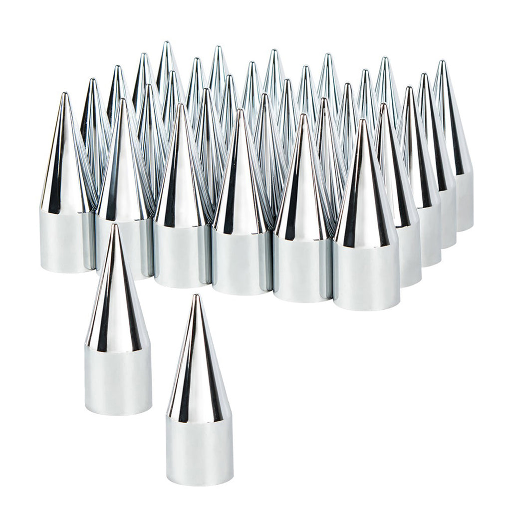 Chrome Spike Hubcap Nut Cover For 1999-2018 Chevy & GMC 2500 & 3500 Push-on - (60 ct.)