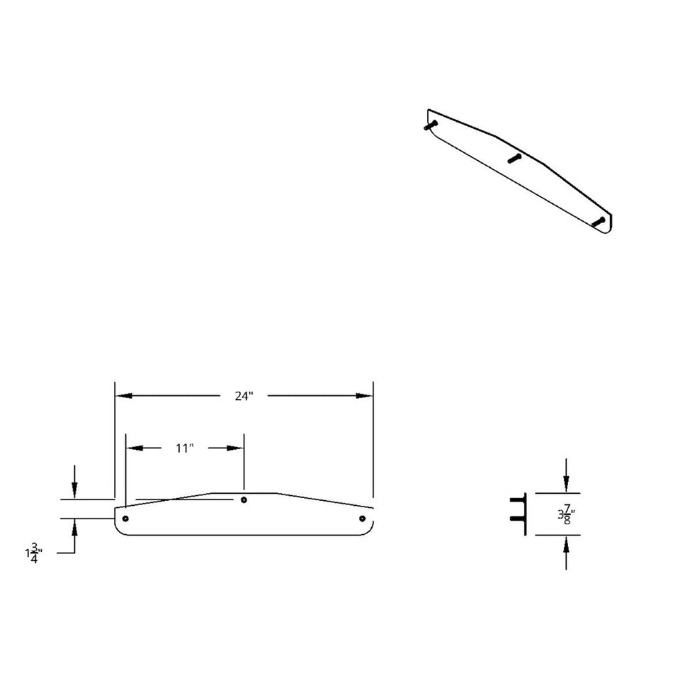 4" X 24" Chrome Freightshaker Bottom Mud Flap Plate (Welded Stud)