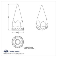 33mm x 4-3/4" Matte Black Spike Nut Cover With Flange (Thread-On) - Sold Individually or in a 60 ct.