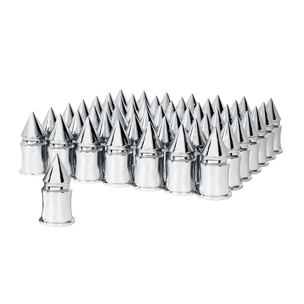 United Pacific - 33mm X 4-3/8" Chrome Plastic V-Spike Nut Covers (Thread-On) - 60 ct.