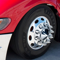 United Pacific - 33mm X 4-3/8" Chrome Plastic V-Spike Nut Covers (Thread-On) - 60 ct.