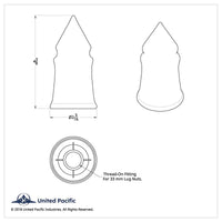 United Pacific - 33mm X 4-3/8" Chrome Plastic V-Spike Nut Covers (Thread-On) - 60 ct.