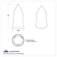 33mm X 4 3/8" Chrome Plastic V-Spike Nut Cover (Push-On) - Sold Individually or in 60 ct.