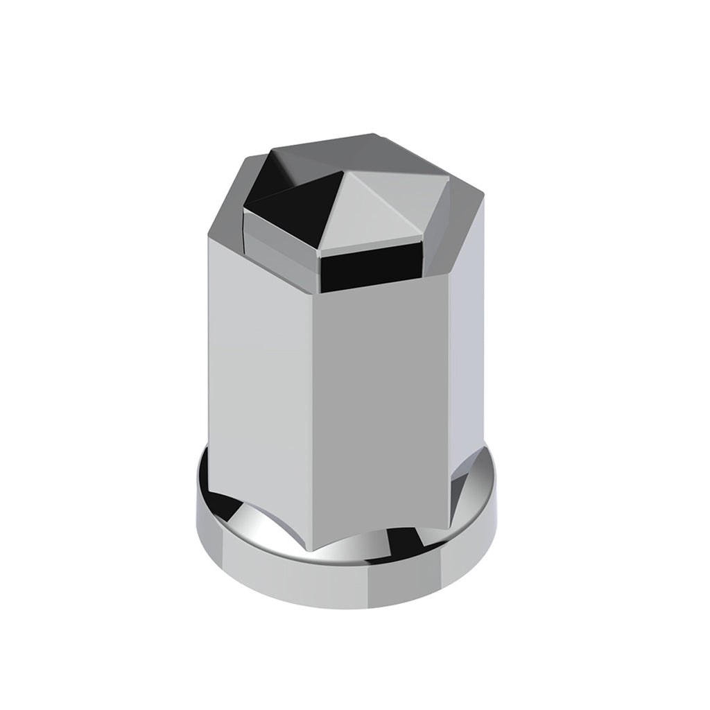 United Pacific - 33mm X 3" Tall Chrome Plastic Hexagon Style Thread-On Nut Cover