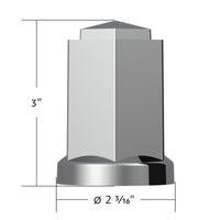 United Pacific - 33mm X 3" Tall Chrome Plastic Hexagon Style Thread-On Nut Cover