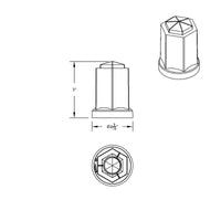 United Pacific - 33mm X 3" Tall Chrome Plastic Hexagon Style Thread-On Nut Cover