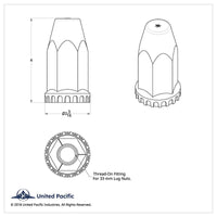 33mm X 4" Chrome Plastic Extra Tall Nut Cover With Flange (Thread-On) - Sold Individually or 60 ct.
