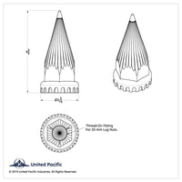 United Pacific - 33mm X 4-3/4" Chrome Plastic Razor Nut Cover With Flange (Thread-On)