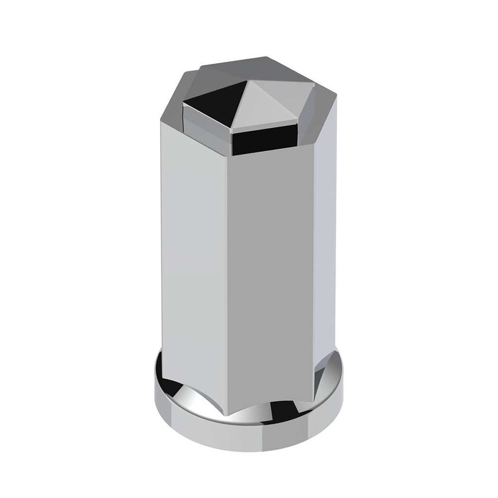 United Pacific - 33mm X 4-1/4" Tall Chrome Plastic Hexagon Style Nut Cover (Thread-On)